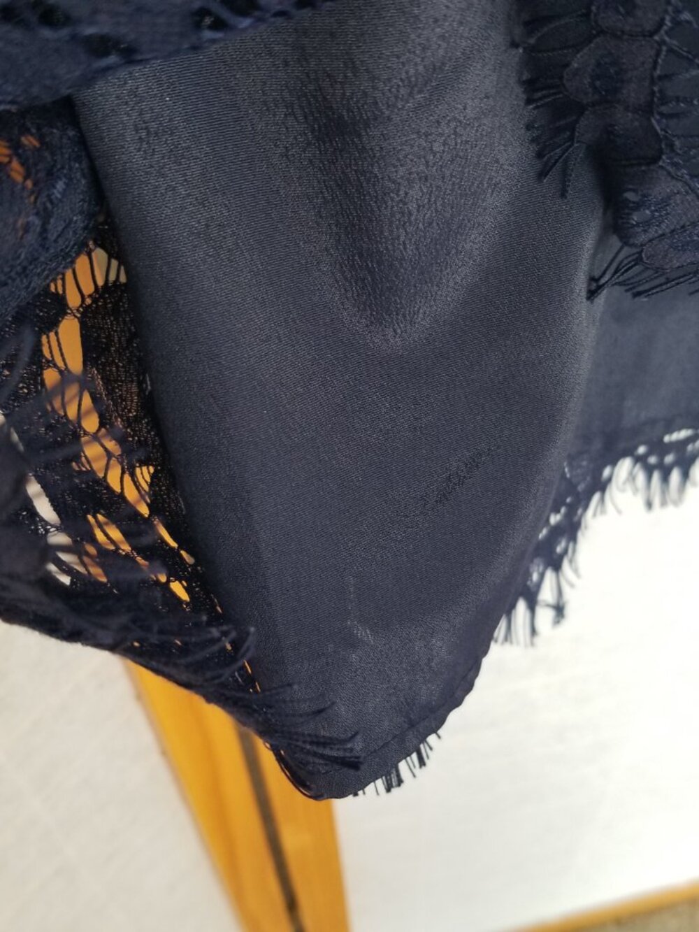Do+Be Navy Blue Mini Dress Size Small Lace Off-Shoulder Lined - Picture 6 of 11